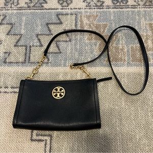 Tory Burch black leather crossbody purse